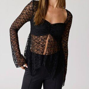 SEE THROUGH ME BLACK LACE TOP